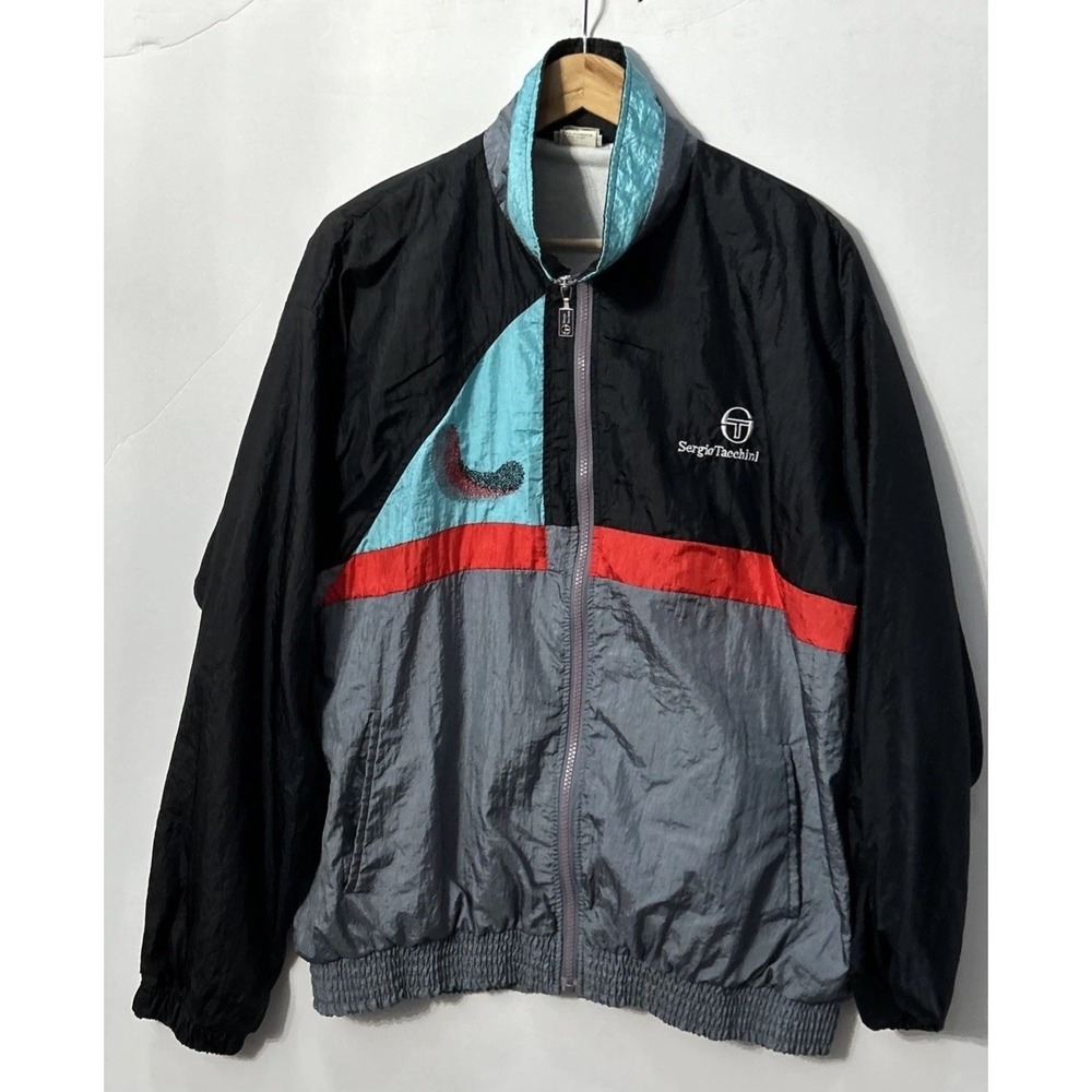 Mens Vintage Sergio Tacchini Lined Track Jacket Colorblock‎ 80's 90's Sz 42 L/XL